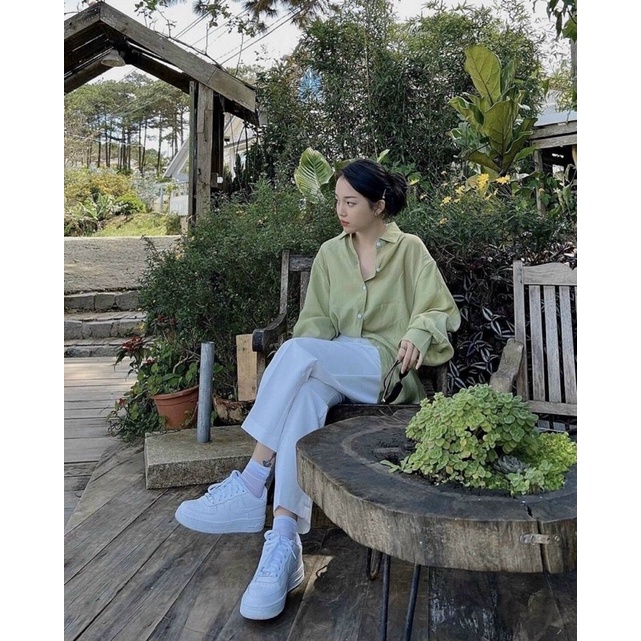 Set áo sơ mi xanh bơ+ quần Linh Ngọc Đàm