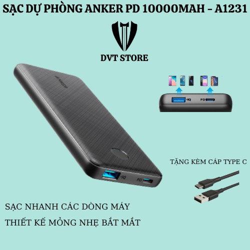 Pin Sạc Dự Phòng 10.000mAh PD Anker PowerCore Slim A1231