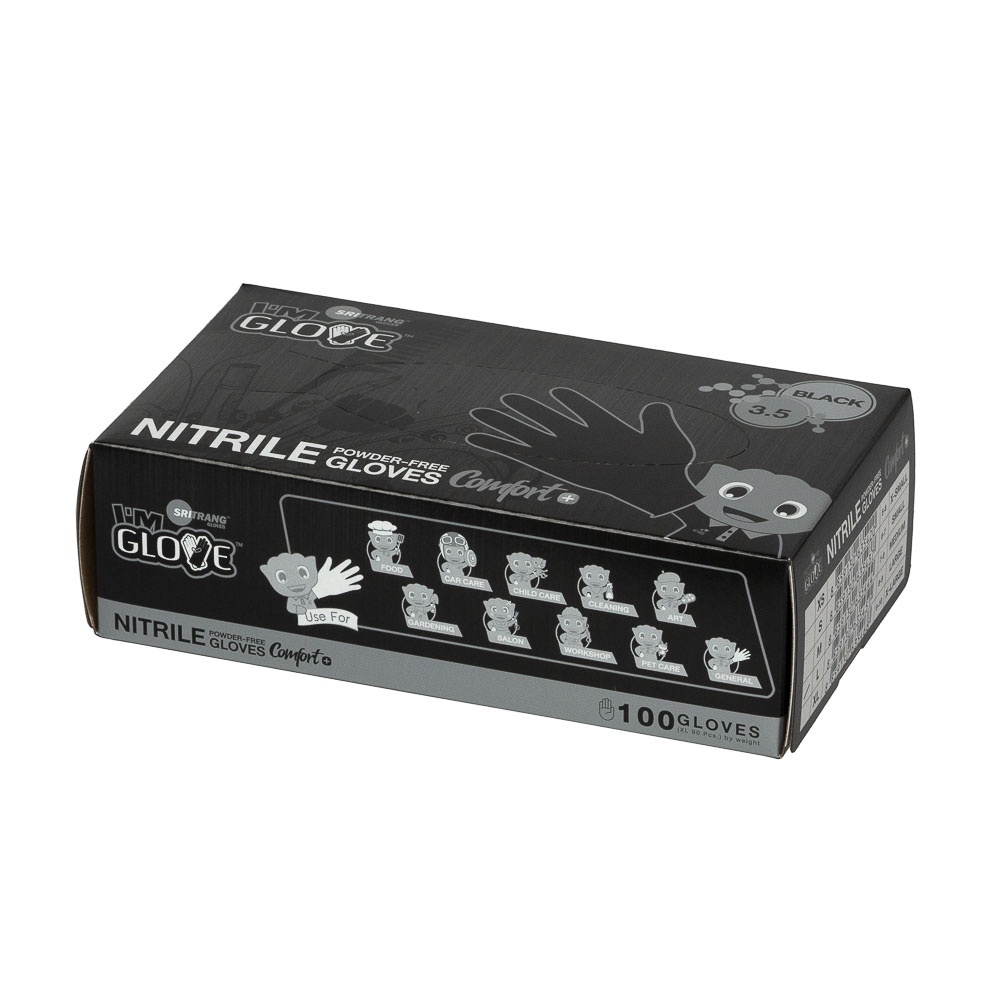 Găng tay y tế không bột màu đen dùng trong nhà bếp, spa thẩm mỹ, nuôi trồng thủy hải sản, sơ chế nông sản cao cấp da tay