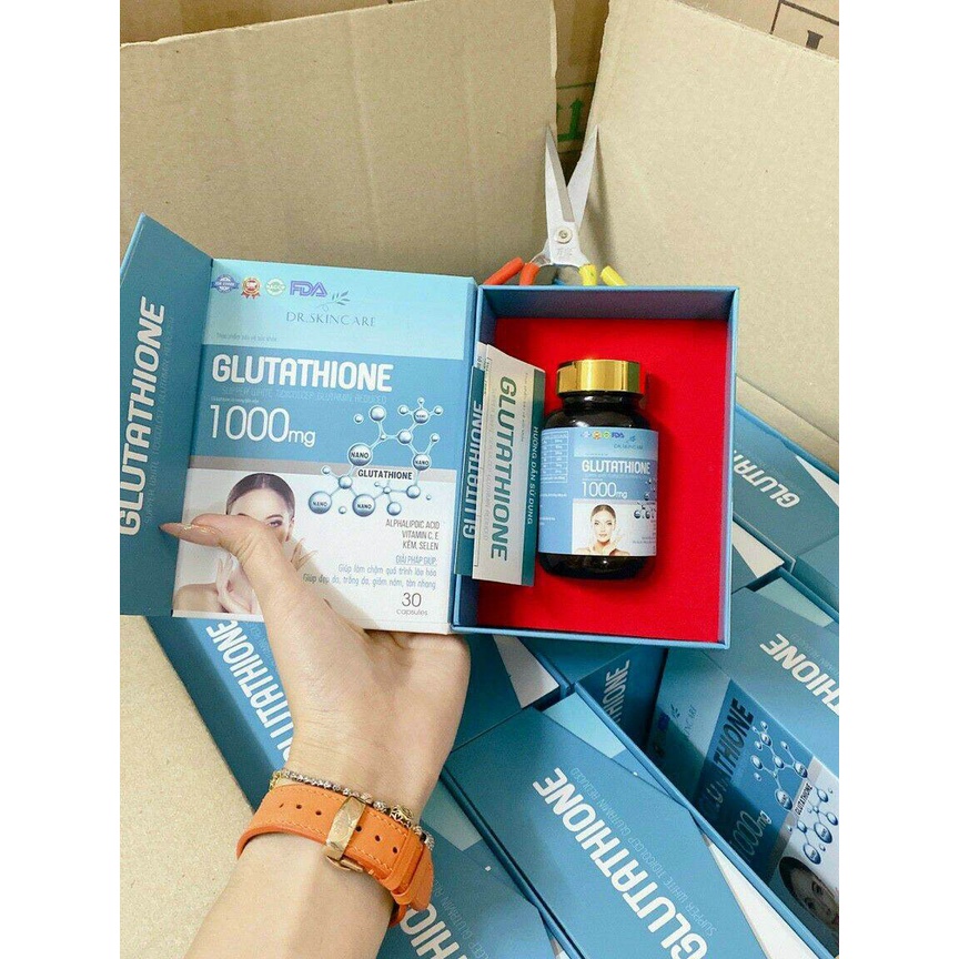 Viên uống trắng da Glutathione 1000mg, viên uống glutathione mịn da tự tin tỏa sáng - Hộp 30 Viên