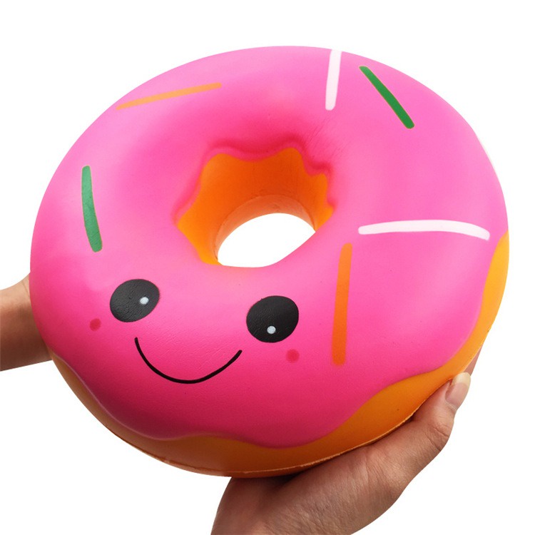 Squishy tạo hình bánh donus tròn màu hồng đại khổng lồ to bự đáng yêu đồ chơi mềm mịn đàn hồi giải tỏa căng thẳ