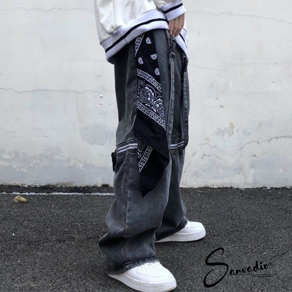 Khăn vuông bandana streetwear SANVADIO in họa tiết đơn giản nhiều màu tùy chọn