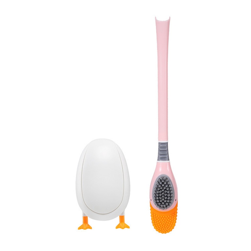Bàn Chải Vệ Sinh Toilet Cán Dài Bằng Silicon Mềm Kèm Giá Đỡ Tiện Lợi