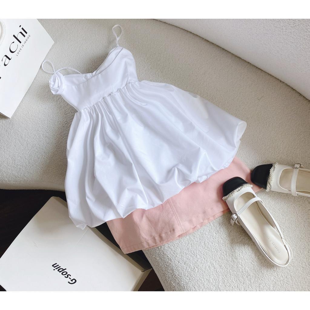 SET ÁO 2 DÂY BBD DÁNG BÍ BO CHUN + CHÂN VÁY HỒNG (TH)