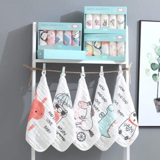 Set 5 khăn mặt sợi tre xuất Nhật MUSLIN cho bé