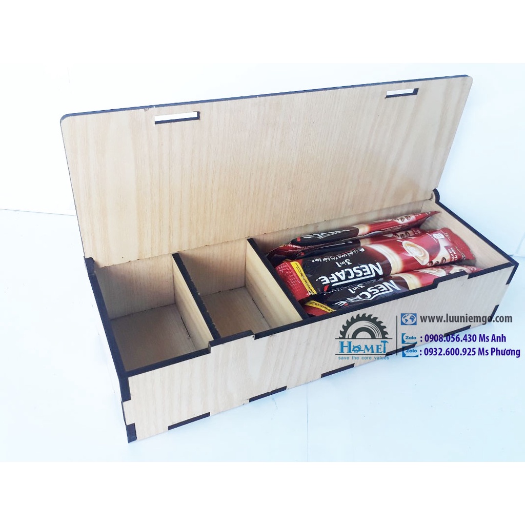 HỘP GỖ ĐỰNG TÚI TRÀ -TÚI CAFE VĂN PHÒNG XINH XẮN