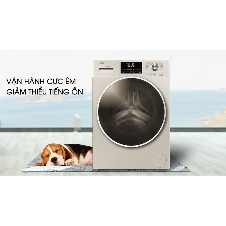 [ VẬN CHUYỂN MIỄN PHÍ KHU VỰC HÀ NỘI ]  Máy giặt Aqua cửa ngang 10 kg màu vàng kim AQD-D1000C.N2