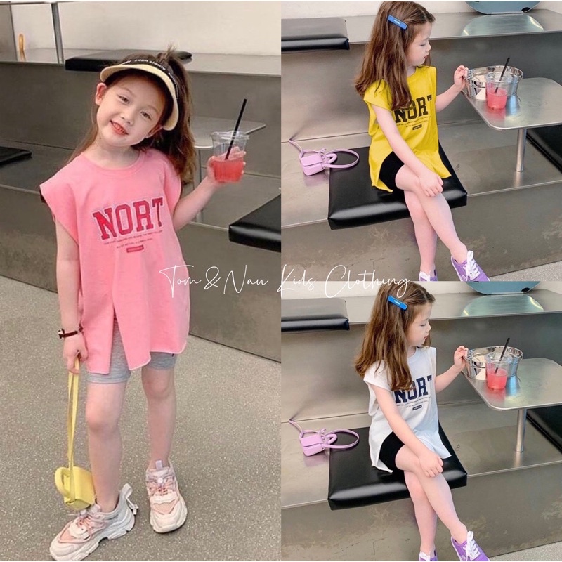 Set áo thun quần leggin bé gái vải cotton mềm mát