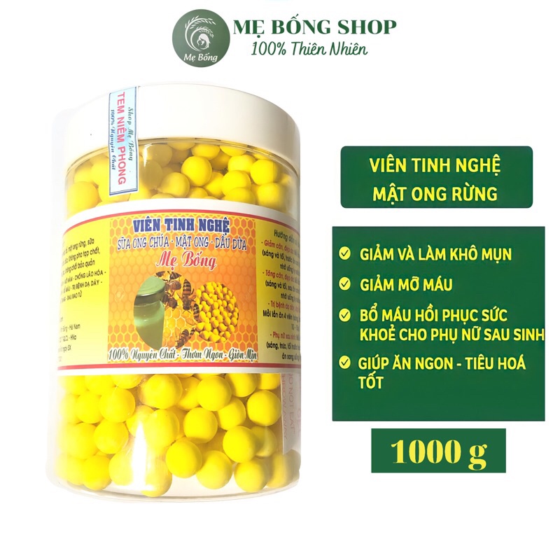 Viên tinh bột nghệ mật ong, sữa ong chúa, dầu dừa Mẹ Bống