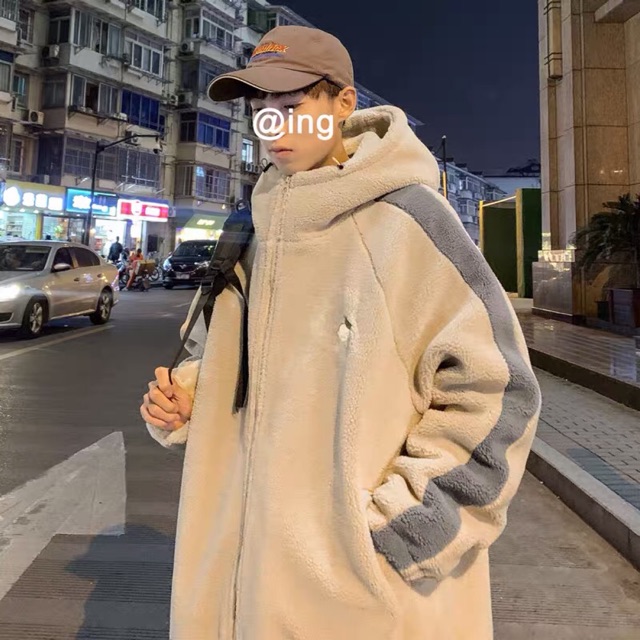 Áo khoác lông cừu sọc tay trần bông Ulzzang oversize unisex siêu đẹp siêu chất 🧡