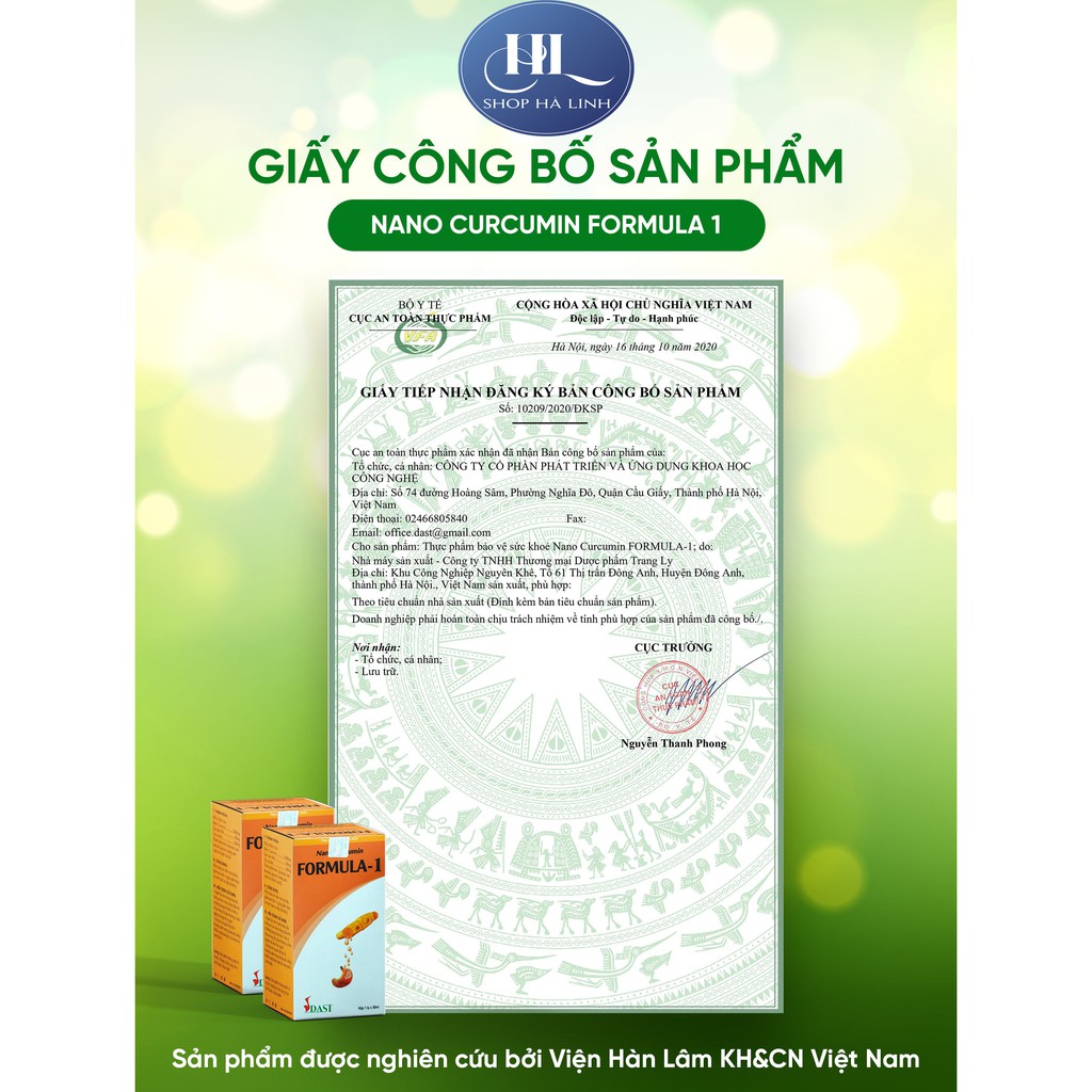 Nano Curcumin Fomula 1 - Tinh Chất Nghệ Dạng Gel 50ml - Viện Hàn Lâm