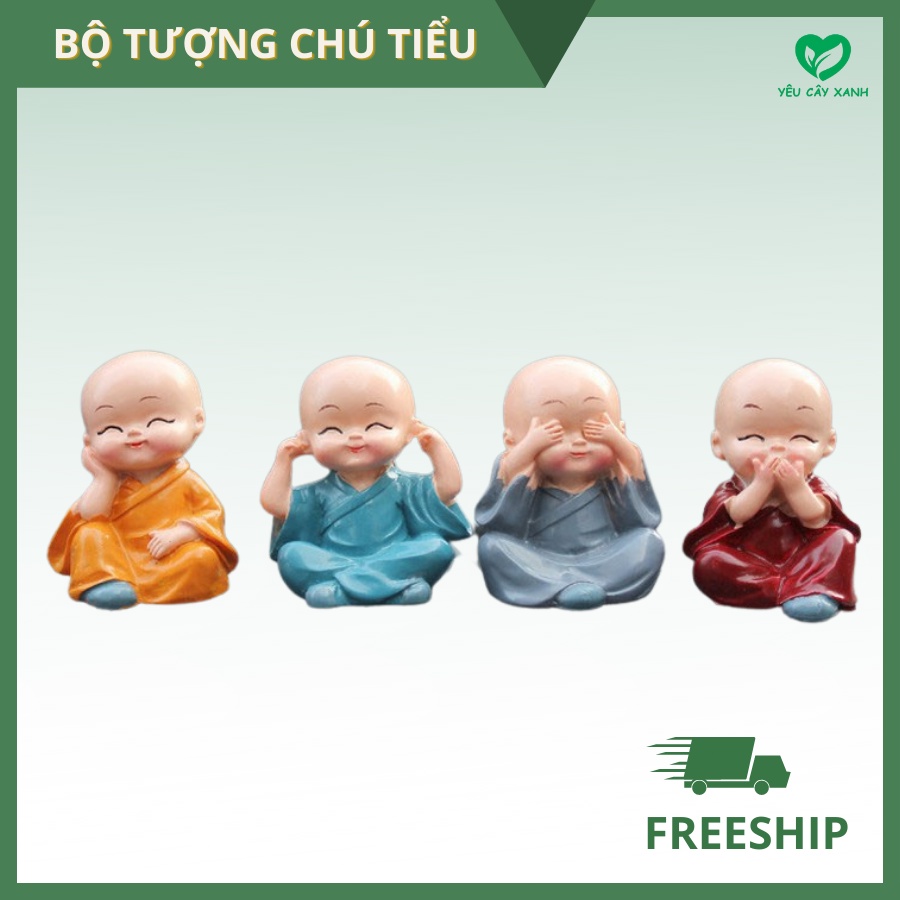 Bộ Tượng Bốn Không 4 Chú Tiểu Hoà Thượng Phong Thuỷ