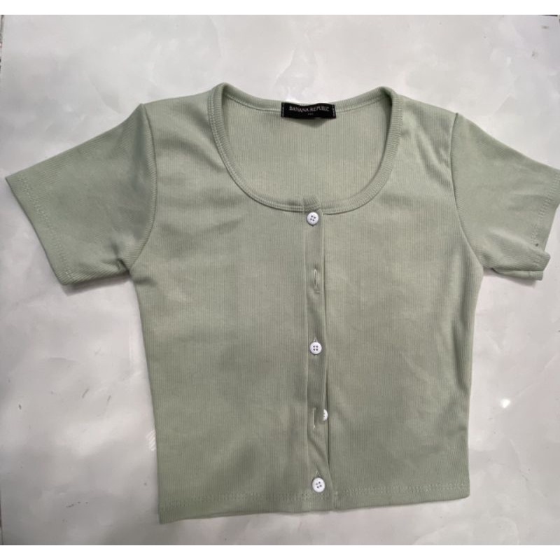 Áo Croptop Cúc Thật