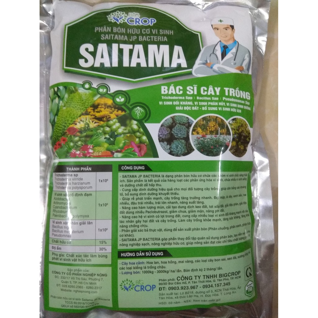 Phân bón hữu cơ vi sinh SAITAMA - Bác sỹ cây trồng - gói 1 kg