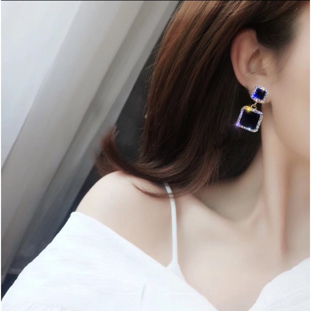 Bông Tai Bạc 925 Kiểu Ngôi Sao Năm Cánh Đính Đá Thời Trang Hàn Quốc