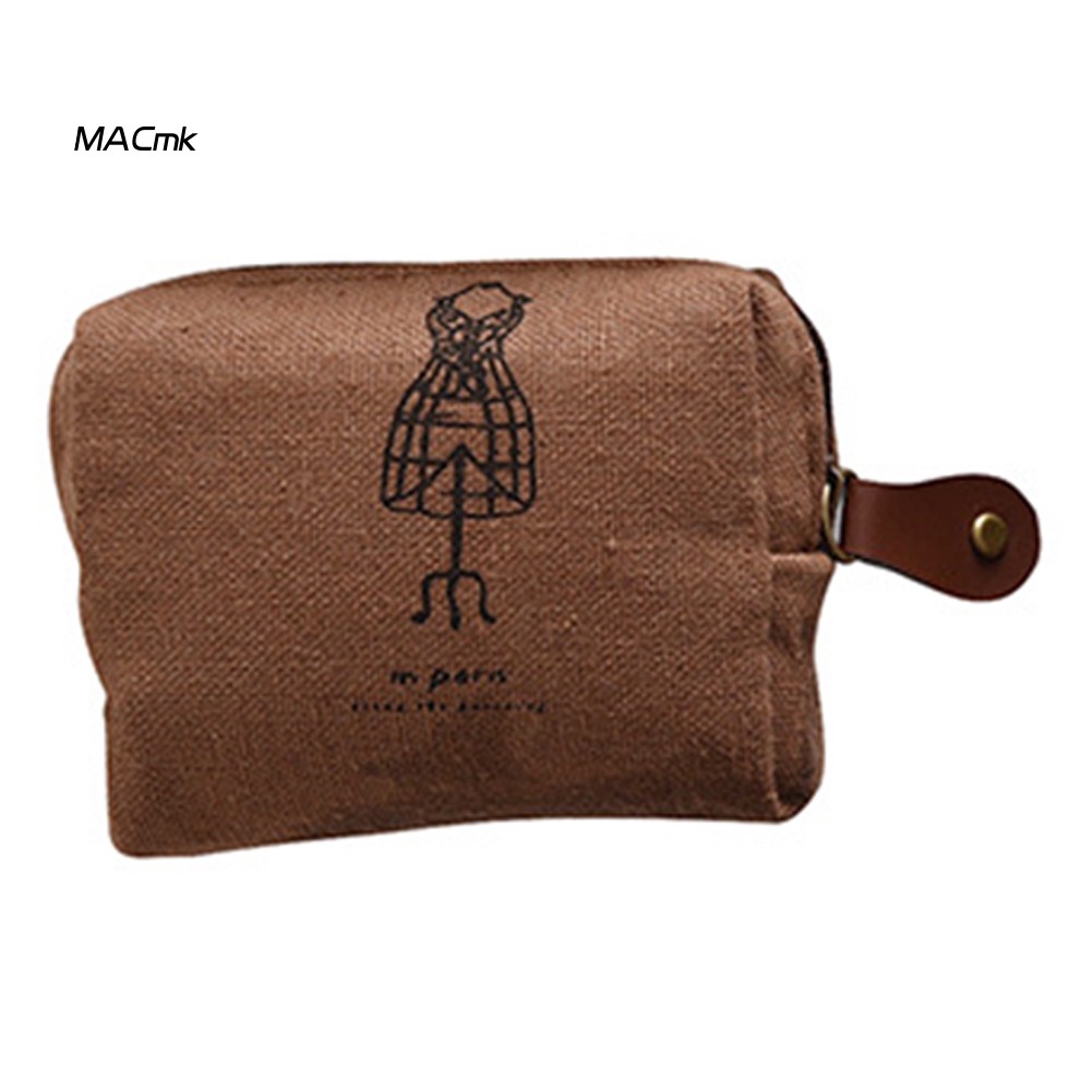 Ví đựng tiền xu mini bằng vải canvas phong cách vintage xinh xắn cho nữ