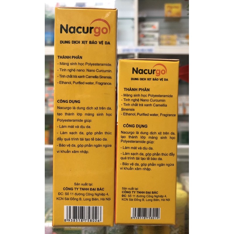 Dung dịch dành cho da mụn và băng vết thương Nacurgo (12ml/chai xịt); (30ml/chai xịt)