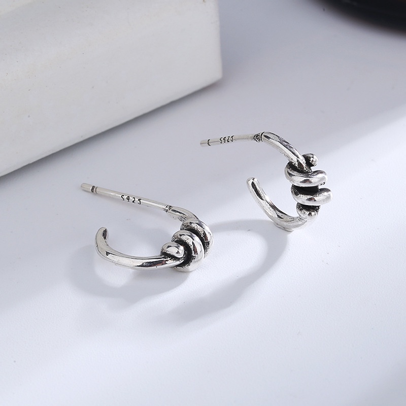 1 cặp - Bông tai bạc thái móc vào ghim sau hợp kim