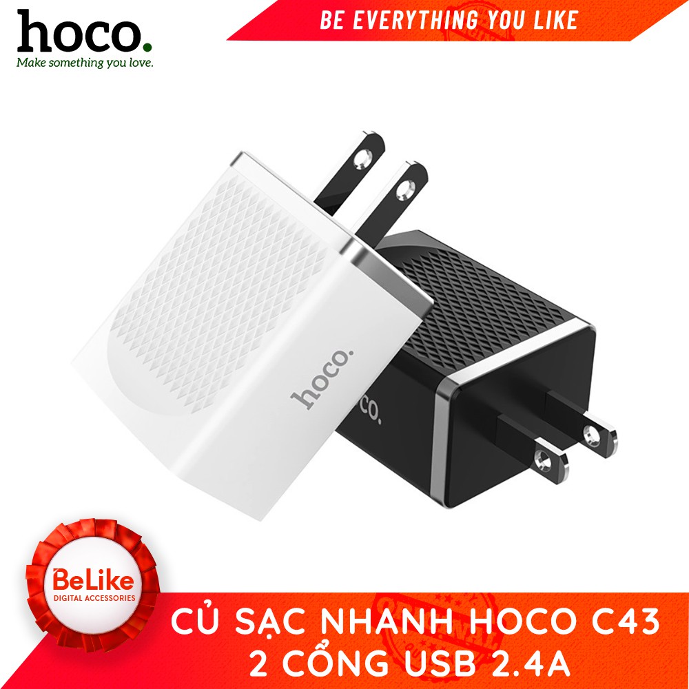 Củ sạc nhanh 2 cổng USB - Max 2.4a -Hoco C43 -BH 12 tháng