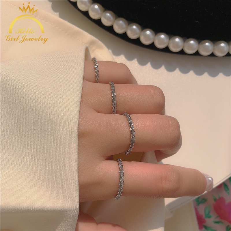 Ahellogirl Nhẫn kim loại mạ bạc 16 17 18mm thời trang cho nữ