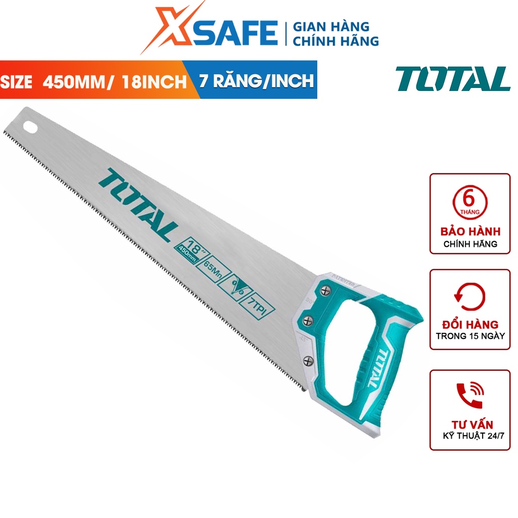 Cưa gỗ cầm tay 450mm TOTAL THT55450, cưa lá liễu bền chắc chống gãy cắt cành làm mộc chịu nhiệt lực tốt không cong vênh