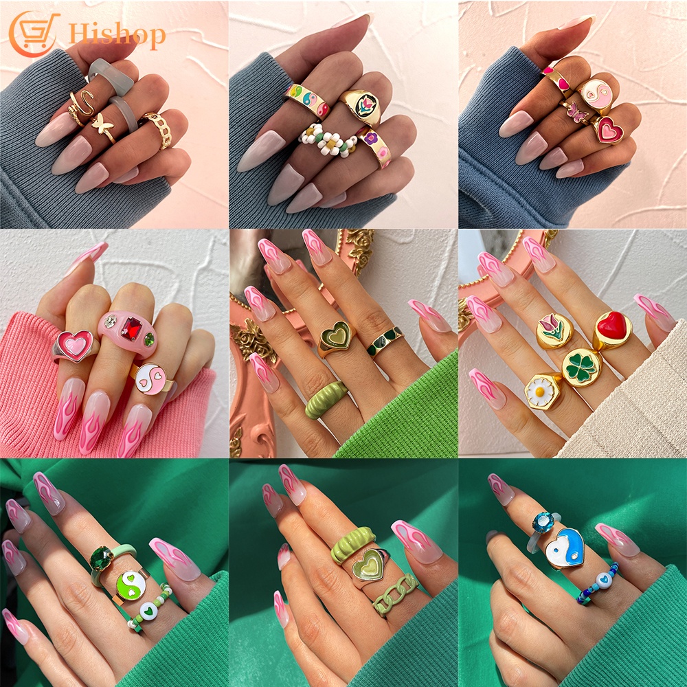 Set nhẫn đính đá thời trang cho nữ tùy chọn kiểu dáng và số lượng