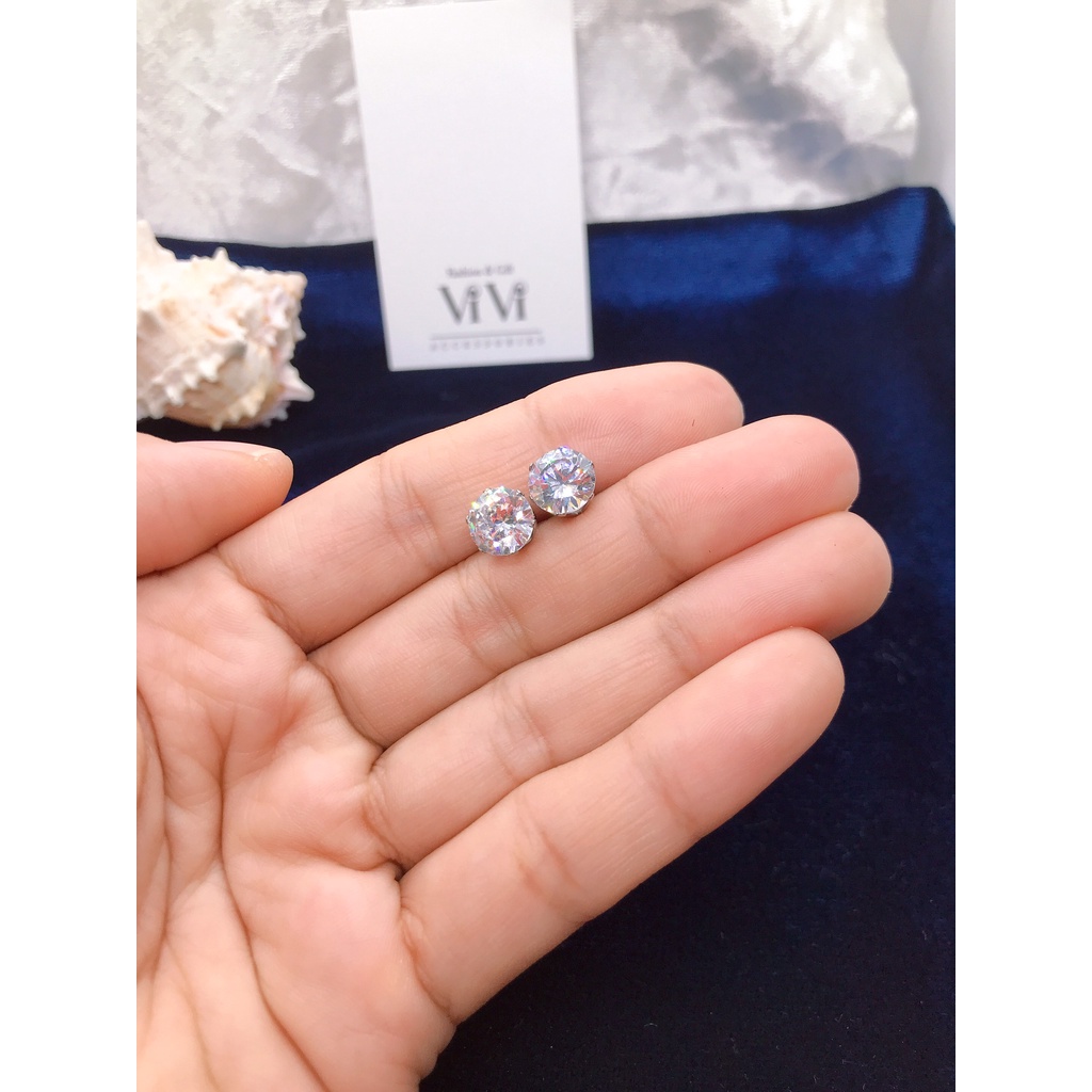 Bông tai thép không rỉ đinh tán Bead size 7mm và 8mm – khuyên tai ViVi_Gift