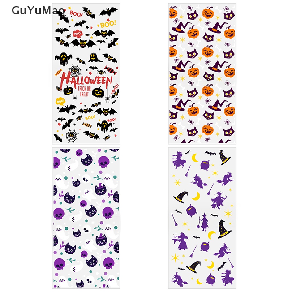 Set 50 / 100 Túi Nhựa Đựng Kẹo / Thức Ăn Trang Trí Tiệc Halloween Cho Bé
