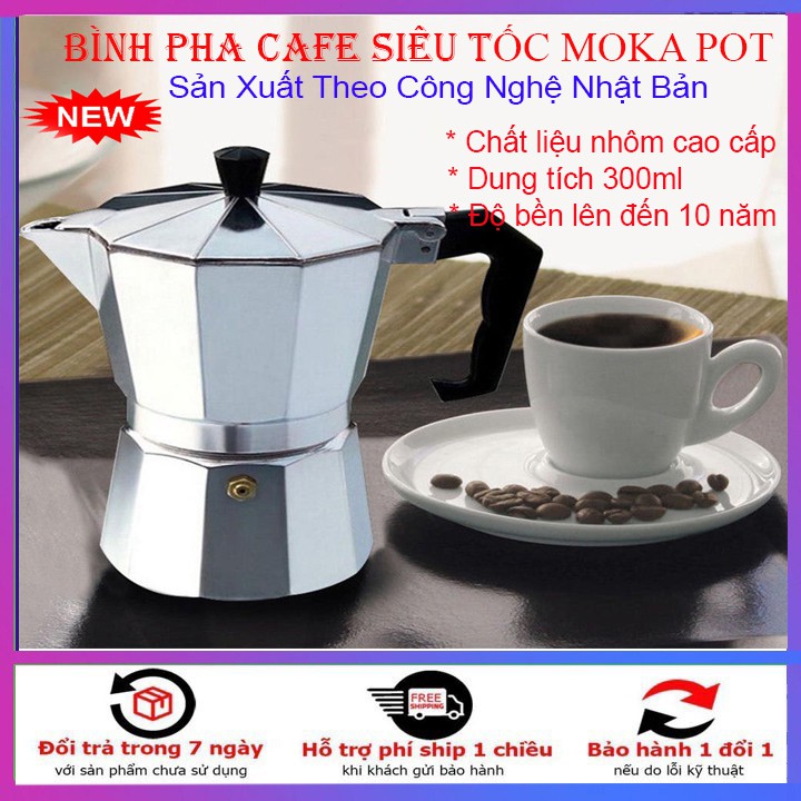 Ấm, Bình Pha Cà Phê Moka Espresso Tại Nhà - Ấm Pha Coffee Kiểu Ý - Tiện Lợi Dễ Sử DỤNG