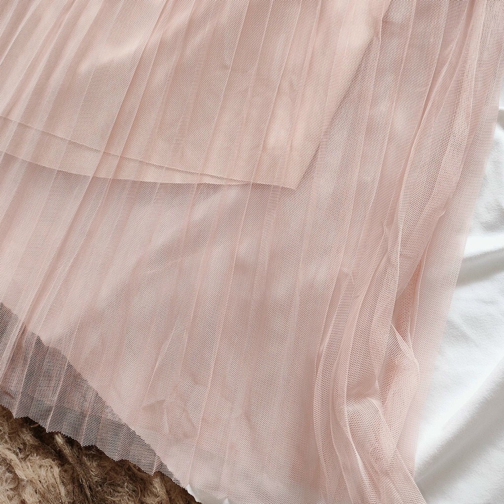 [Mã FAMAYWA giảm 10K đơn 50K] Chân váy công chúa - Chân váy MIDI LƯỚI xếp ly 2 lớp - dài 70cm | BigBuy360 - bigbuy360.vn