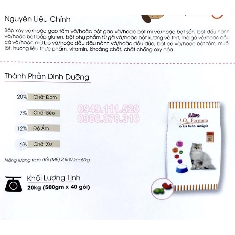 (Now ship 1 giờ) Thức ăn cho mèo Apro IQ Formula 500g hạt cho mèo giá rẻ bổ sung vitamin rau củ - HDPET Shop