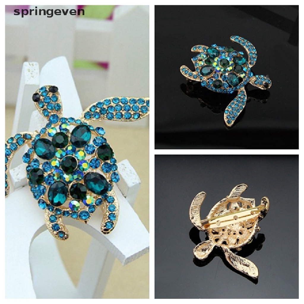 Ghim Cài Áo Hình Chú Rùa Đính Đá Pha Lê Xanh Dương Thời Trang