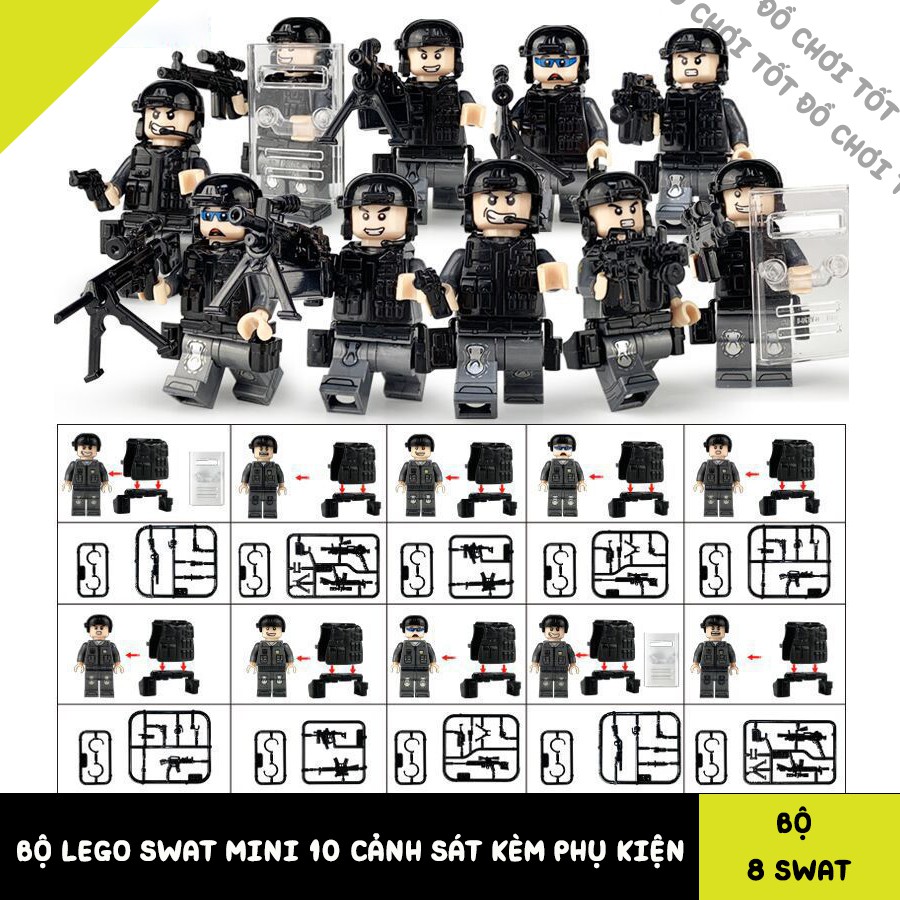 Bộ đồ chơi Lego cảnh sát Swat 10 nhân vật Lego lính đặc nhiệm