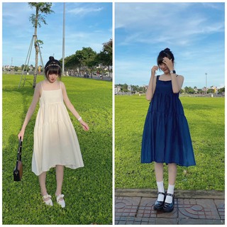 ĐẦM BABYDOLL DÀI HAI DÂY XINH XẮN MÀU NUDE TD