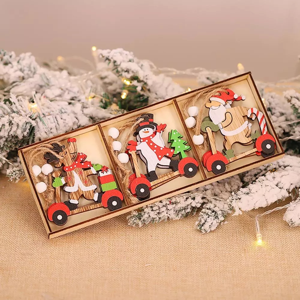 Set 9 Phụ Kiện Gỗ Treo Trang Trí Cây Thông Giáng Sinh