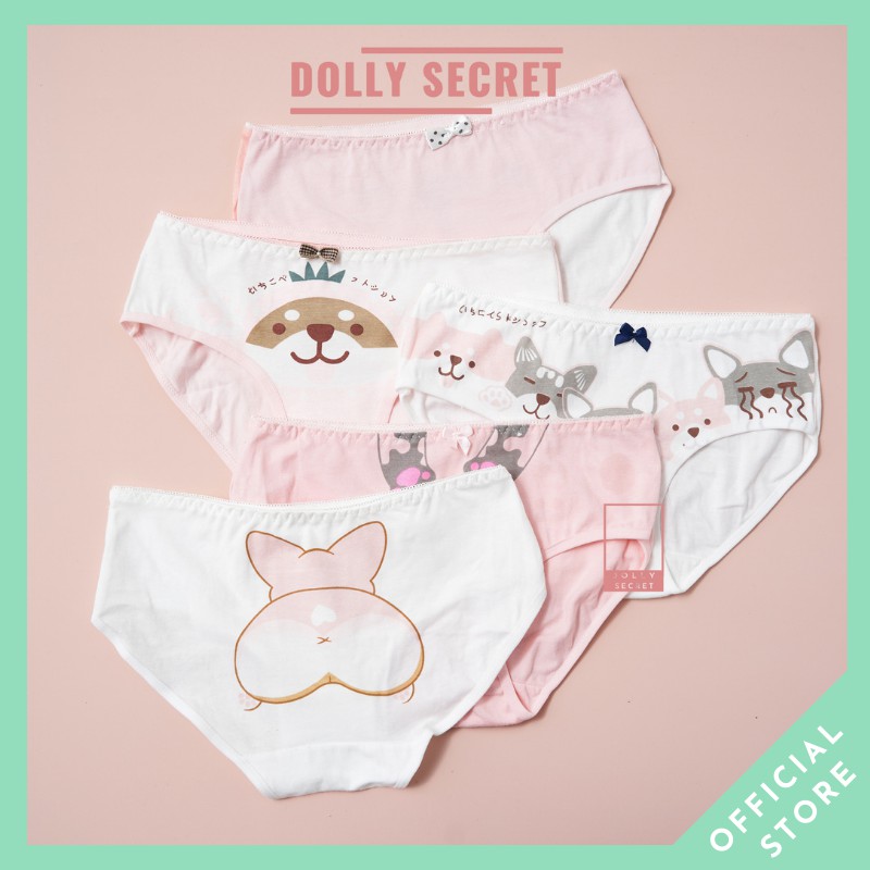 Hộp 5 quần lót cotton 100 đáng yêu học sinh chống hằn lộ viền co giãn bốn chiều cho nữ VANI DOLLY SECRET QL032