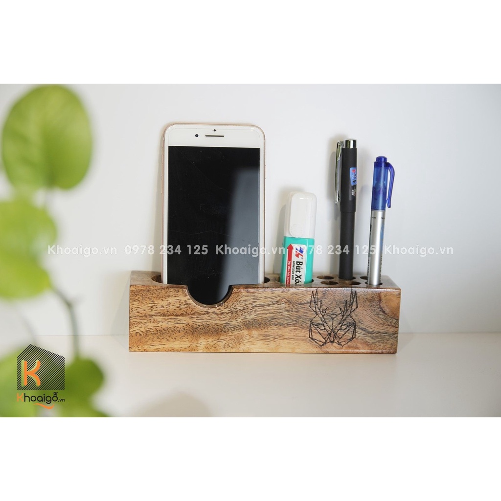 Hộp bút, hộp cắm bút, điện thoại bằng gỗ kích thước 5x5x20cm