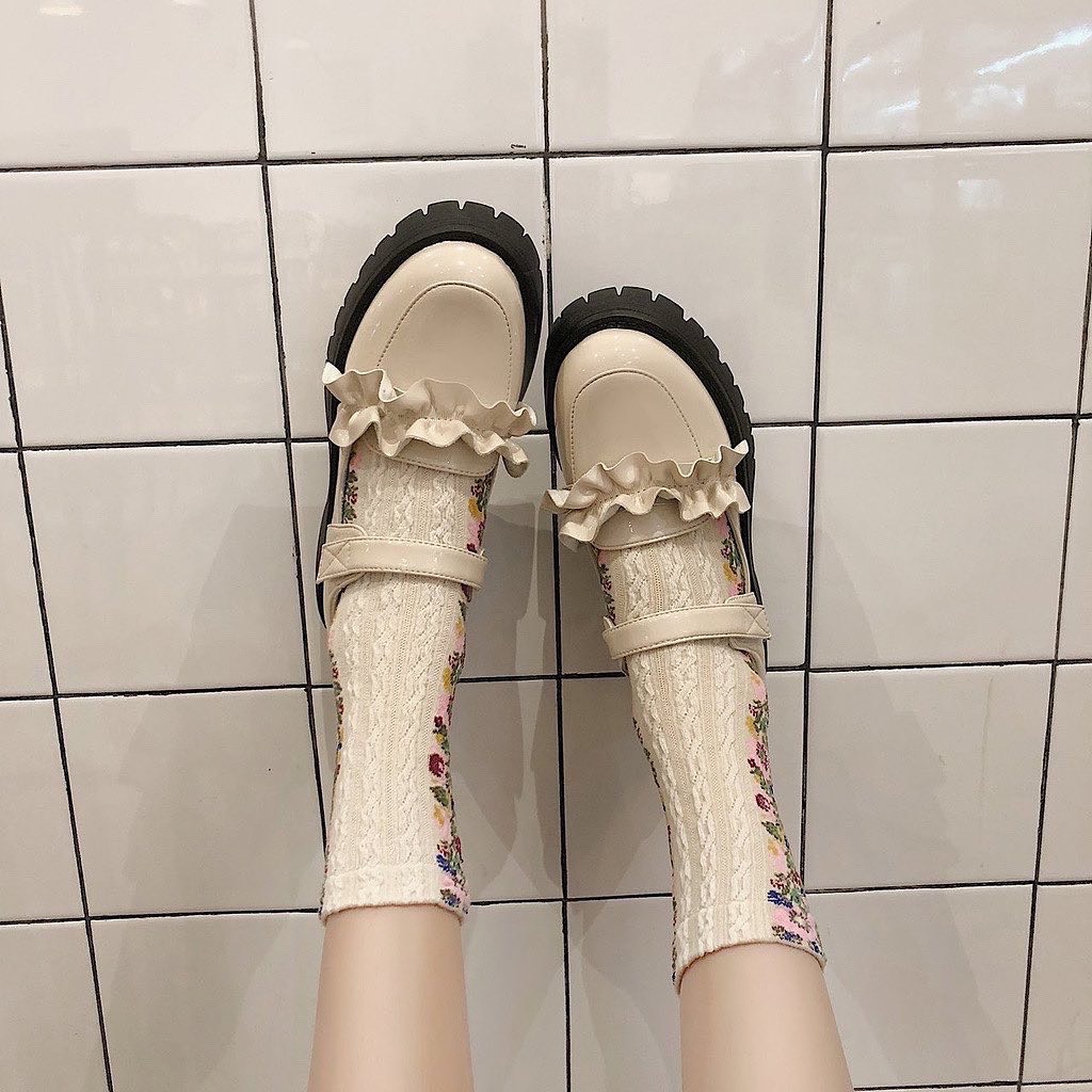 [ SẴN ] SET TẤT TRẮNG CỔ CAO NỮ VỚ CAO CỔ  TIỂU THƯ LOLITA TẤT VỚ NỮ THÊU HOA ULZZANG STYLE HÀN QUỐC