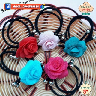 Sỉ 10 buộc tóc hoa vải trơn 37k
