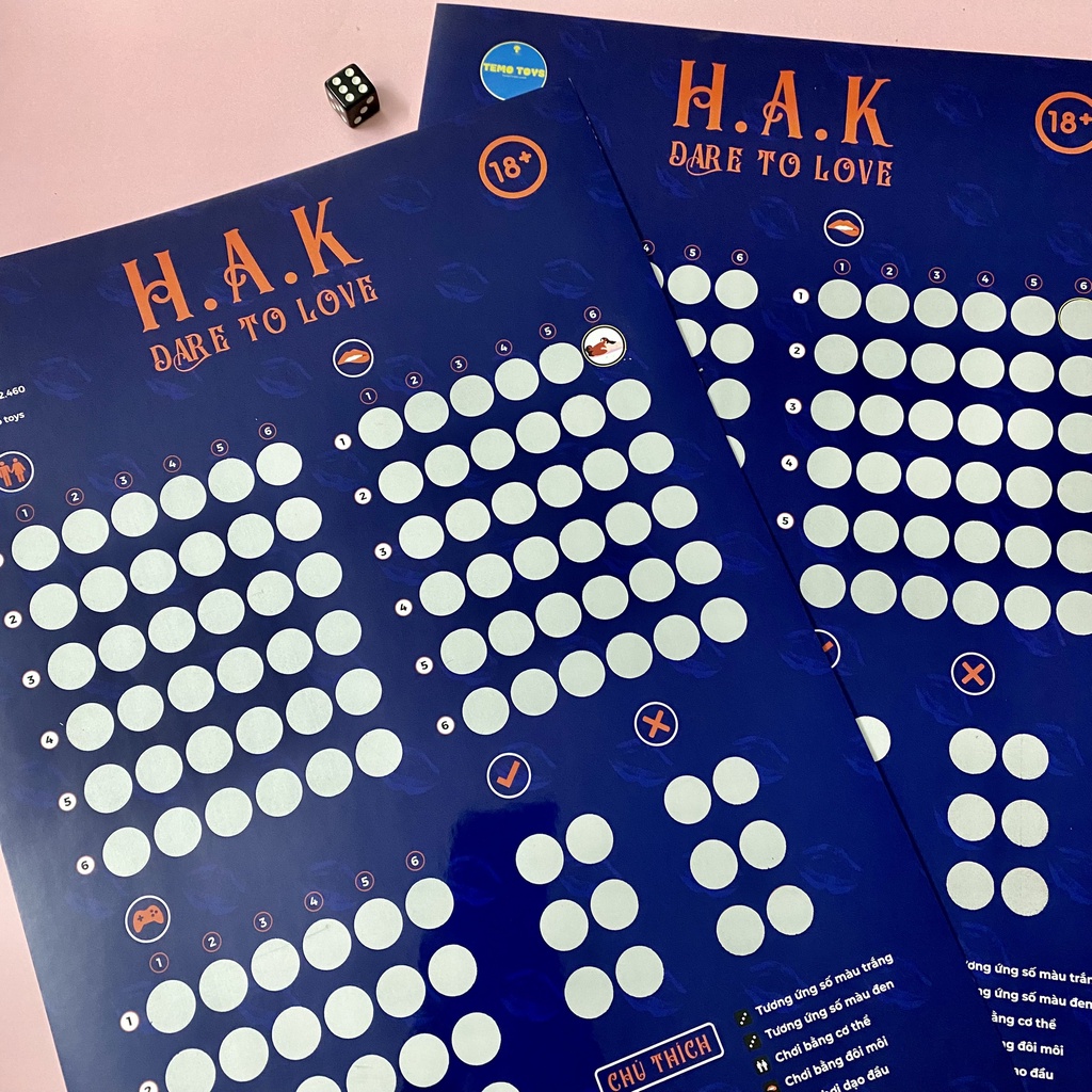 Bảng drinking game couple tình yêu HAKLOVE board game badbed dành cho các cặp đôi hẹn hò, đi chơi Temo Toys