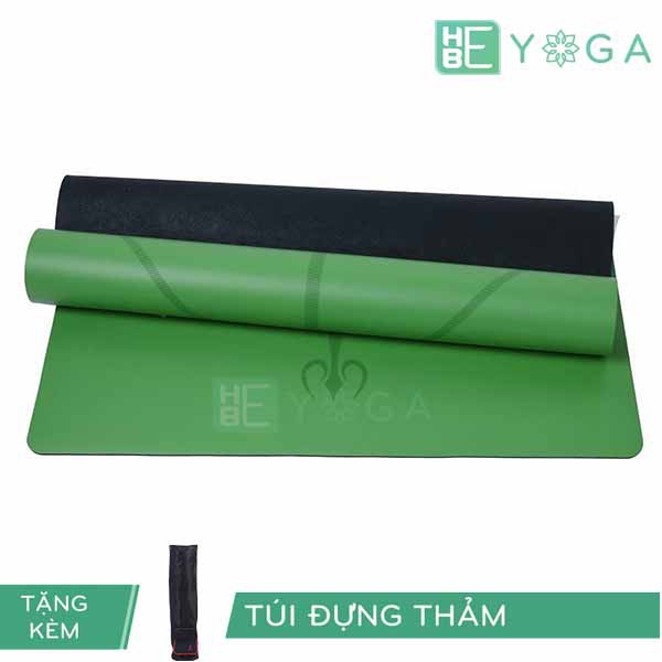 Thảm Yoga Định Tuyến PU Cao Cấp Màu Xanh Lá Tặng Kèm Túi Đựng Thảm