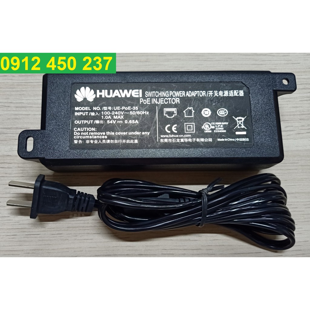 NGUỒN POE HUAWEI 54V – 0.65A chính hãng. DÙNG TỐT CHO Camera và CÁC MÃ WIFI ARUBA, CISCO, UNIFI, RUCKUS...