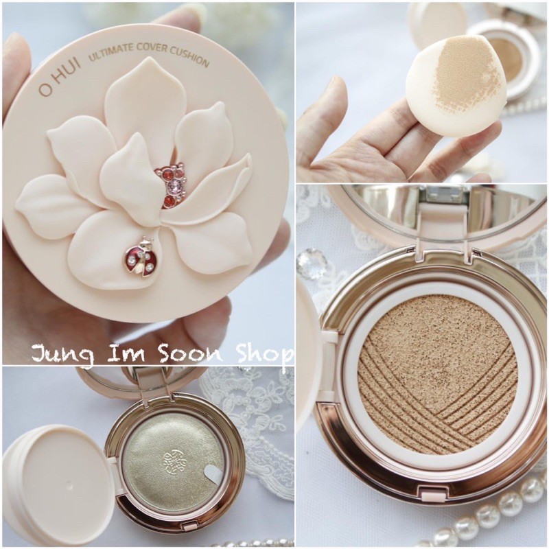 Phấn Nước Ohui Ultimate Cover Lifting Cushion Flower Edition SPF 50+/ PA+++ Bản Hoa hồng