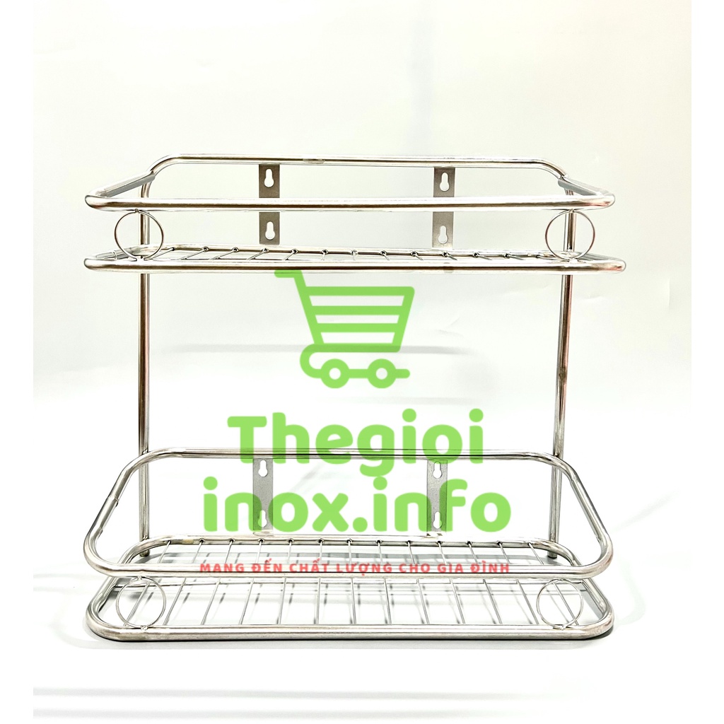Kệ Gia Vị Treo 2 Tầng Inox 201 - Tặng Kèm Ốc Vít