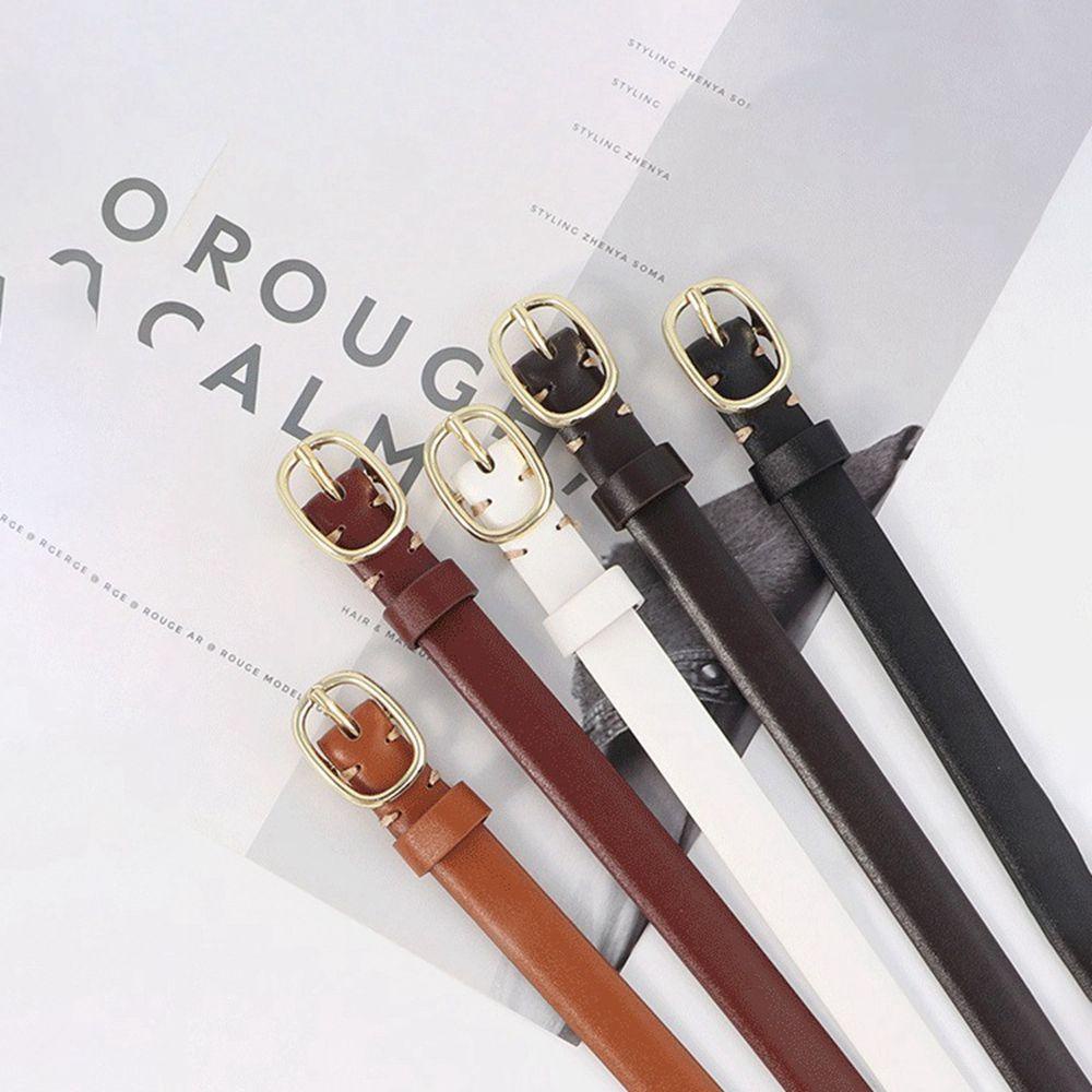 Thắt Lưng Da PU Khóa Oval Kim Loại Phong Cách Vintage Thời Trang Cho Nữ