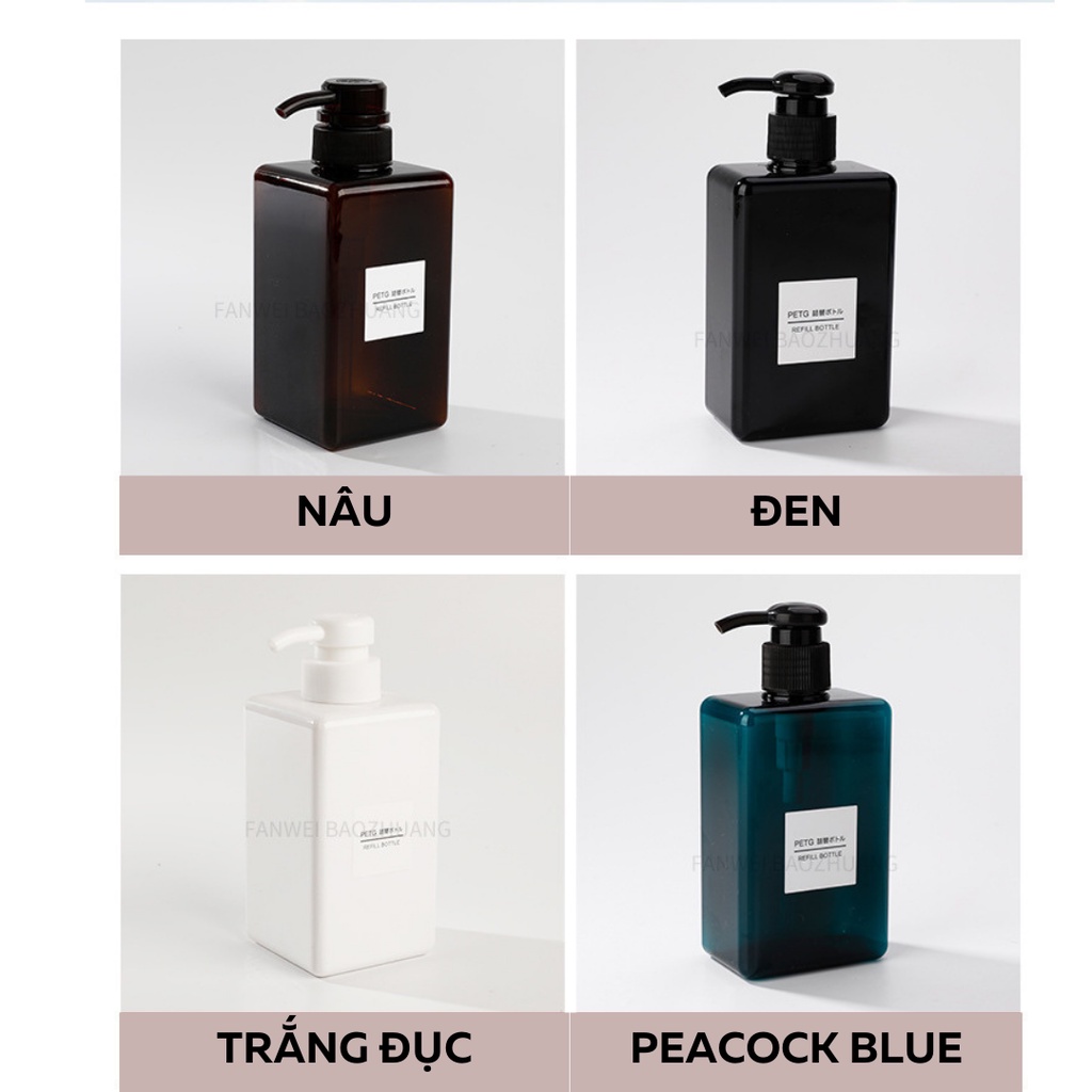 Chai chiết mỹ phẩm, dầu gội, sữa tắm, lotion màu mới sang trọng