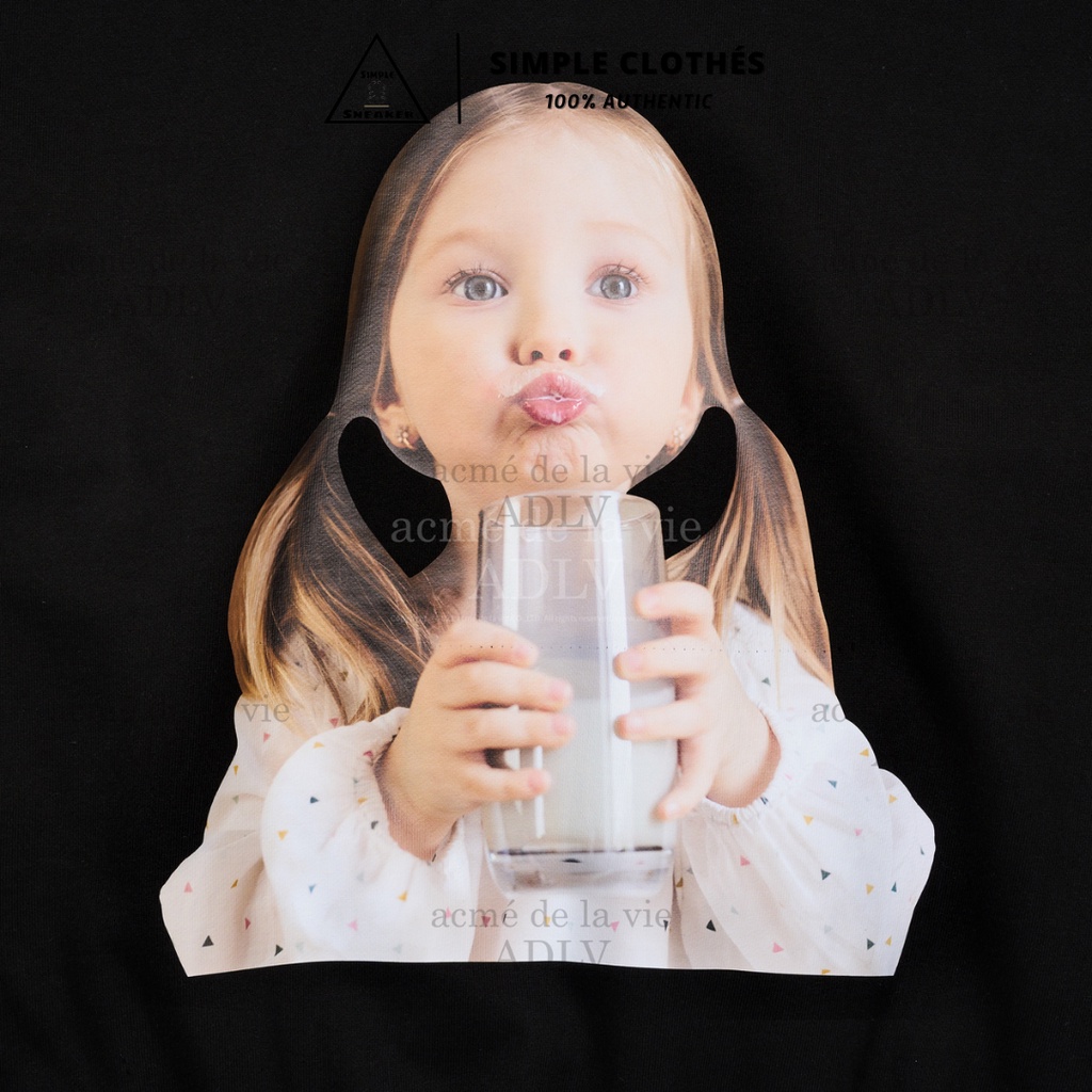 ÁO ADLV HOODIE CHÍNH HÃNG🔥SIMPLE CLOTHES🔥BABY FACE MILK GIRL HOODIE BLACK - Màu Đen