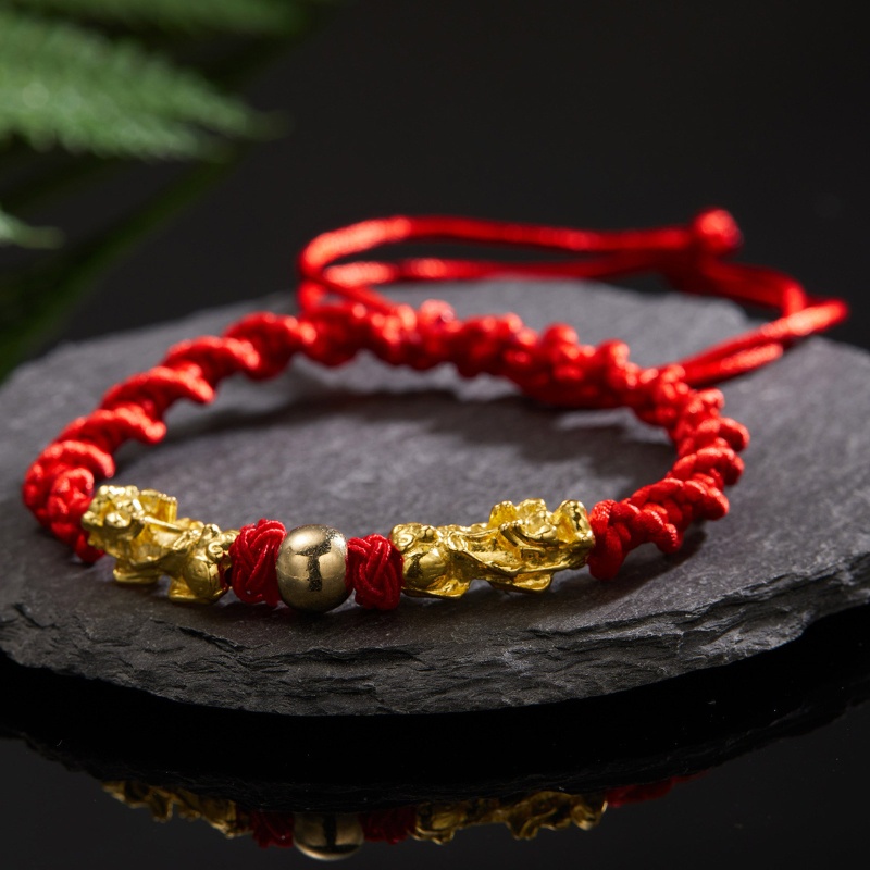 Vòng Tay Dây May Mắn Mặt Pixiu Phong Cách Trung Hoa Dành Cho Nam Và Nữ