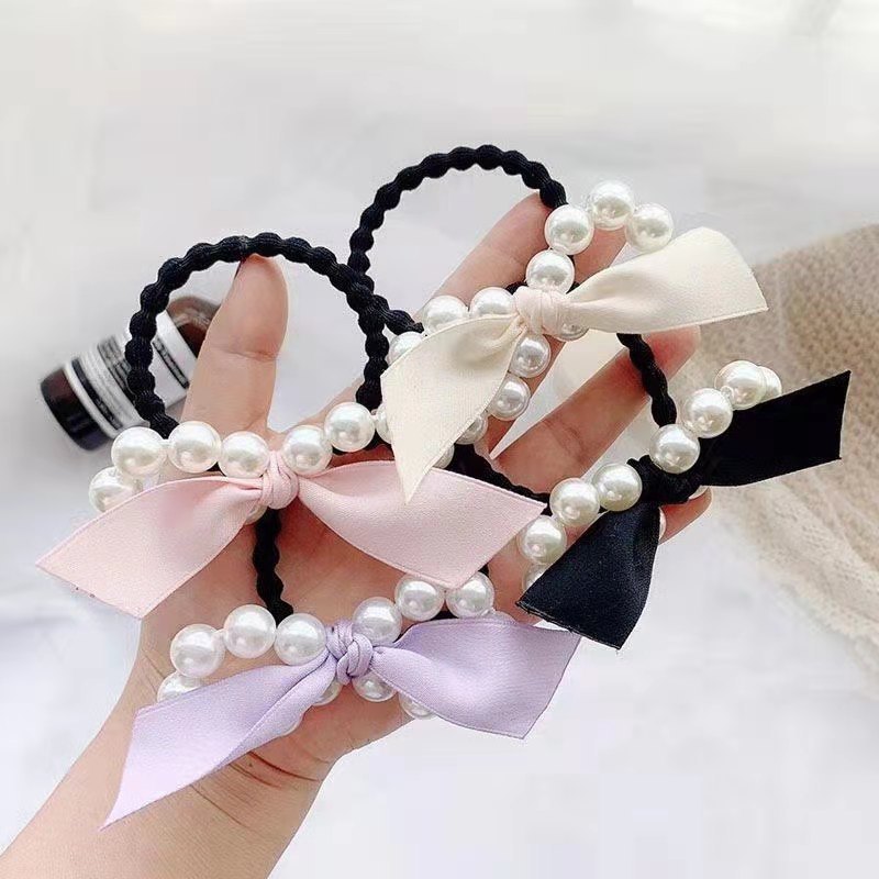 Dây Buộc Tóc Đính Nơ Ngọc Trai phong cách Hàn Quốc Dễ Thương Cho Nữ