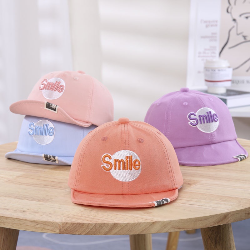 Mũ lưỡi trai cho bé trai bé gái thêu hoa tiết chữ smile phong cách hàn quốc LABAMO MU01